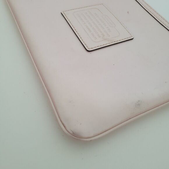 Coach Wallet Corner Wristlet Leather Light Metalic Pink Small Zippy Pouch Patch - Picture 7 of 8